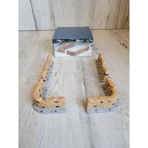 Dickens Keepsake 4-Piece porcelain Stone Fence Village accessory Xmas